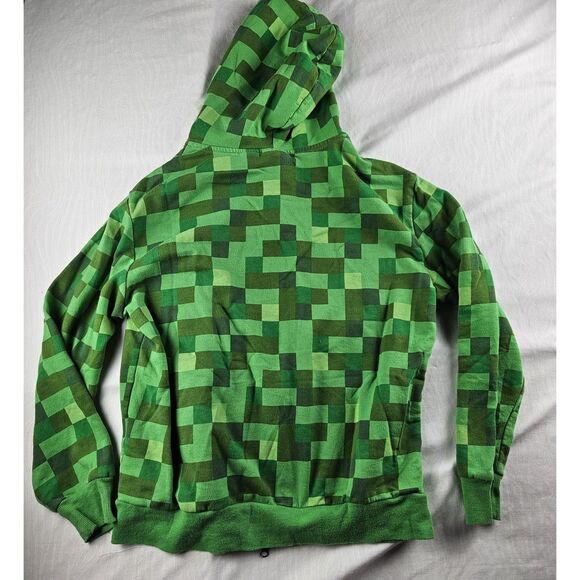 Minecraft JinX Boys XL Creeper Hoodie Full Zip Jacket Costume Face - Picture 2 of 6